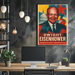 Dwight Eisenhower Patriotic Vintage Art Portrait Retro Eighties Stencil Print HistoryLover Poster