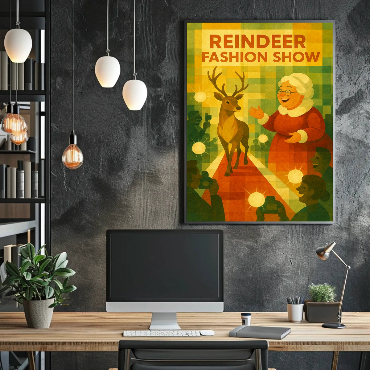 Reindeer Fashion Show Holiday Animal Poster