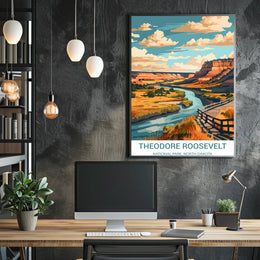 Theodore Roosevelt National Park Scenic Landscape Vintage Poster