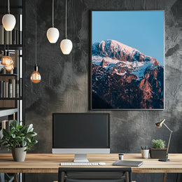 Majestic Snow-Capped Mountain Sunrise Photorealistic Poster