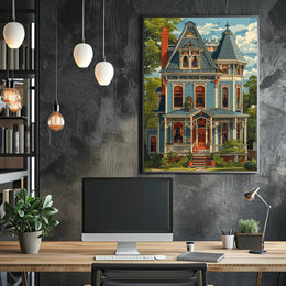 Victorian House Vintage Art Poster with Modern Twist PosterGoat