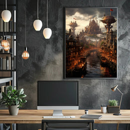 Steampunk Cityscape Poster