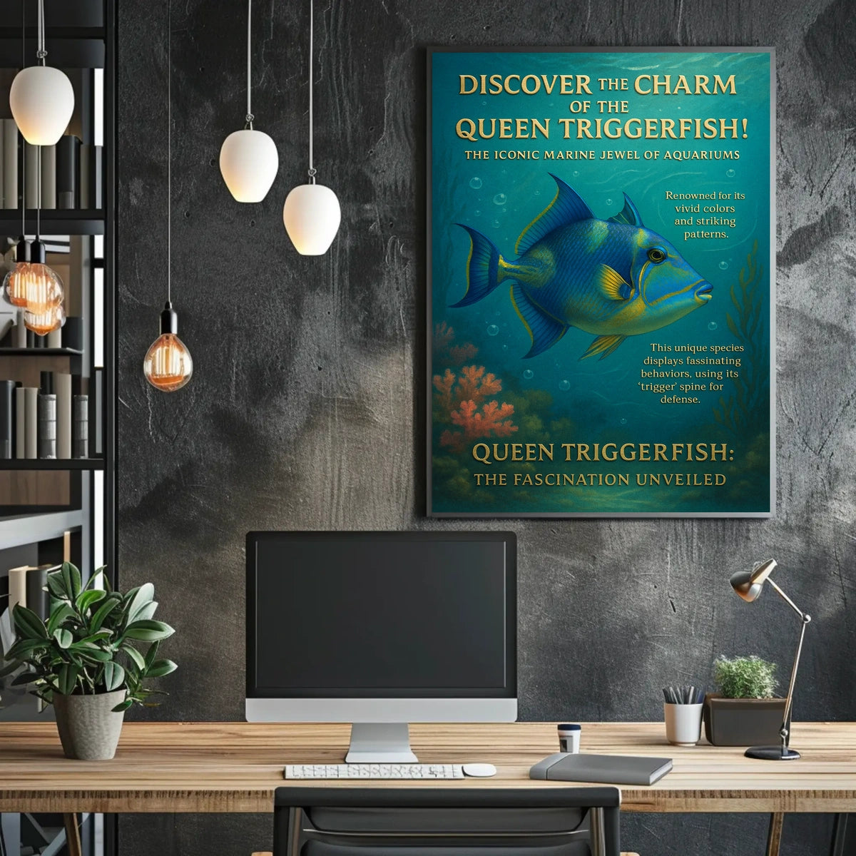 Queen Triggerfish Underwater Splendor Animal Poster