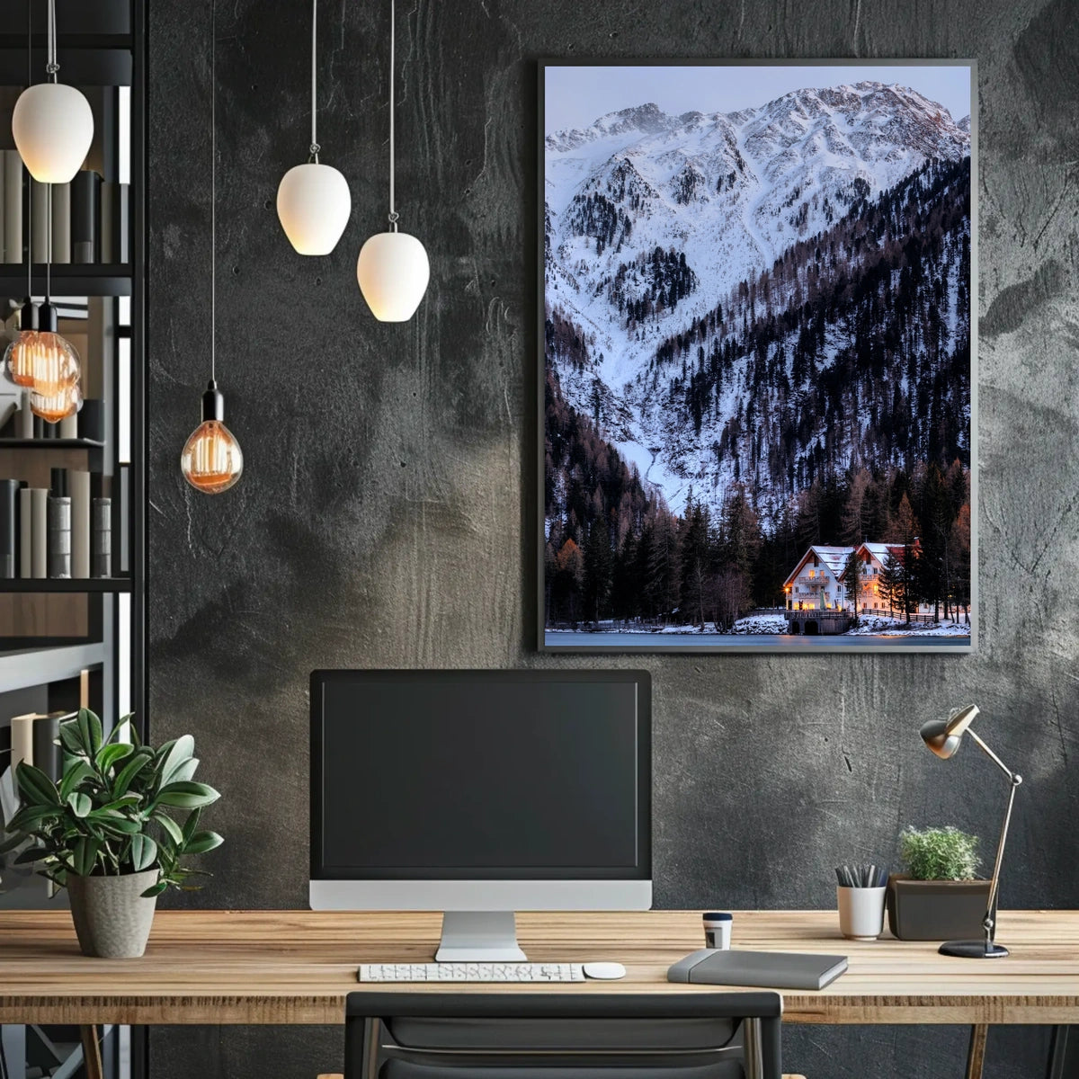 Serene Snowy Mountain Scene Winter National Park Poster