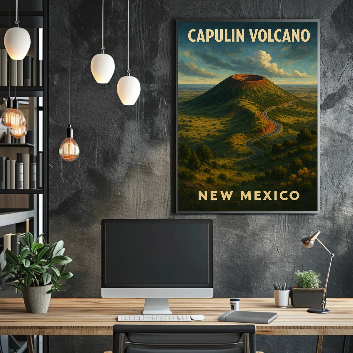 Capulin Volcano Vintage Travel Wanderlust Poster