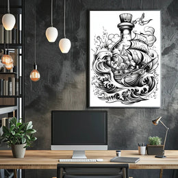 Ship In A Bottle Adventure Poster Home Decor Art Print PosterGoat