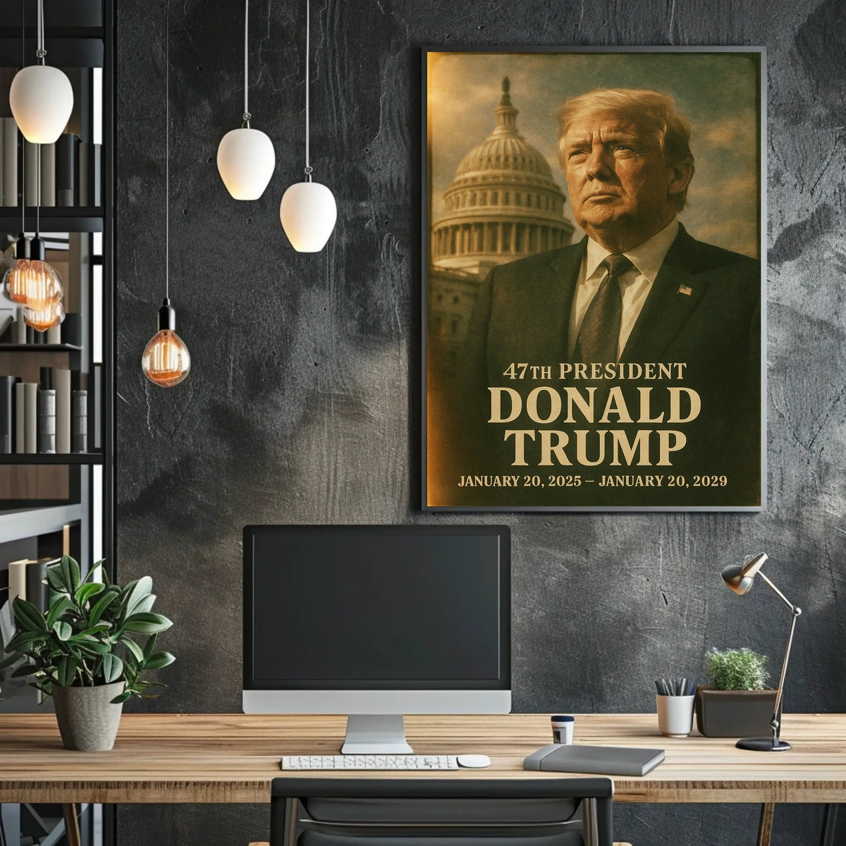 Donald Trump Visionary Amidst Historical Echoes Poster