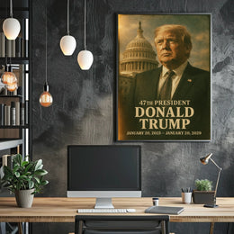 Donald Trump Visionary Amidst Historical Echoes Poster