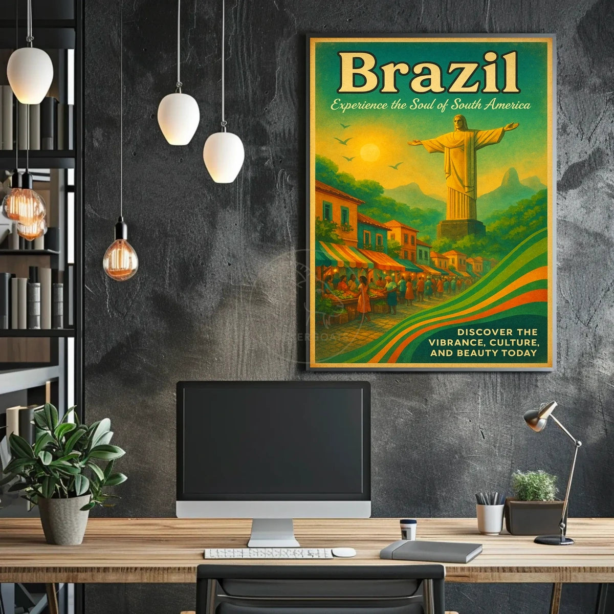 Brazilian Streetscape Vintage Travel Poster