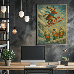 Joyful Reindeer Skiing Christmas Fun Fantasy or Mythology Poster