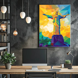 Vibrant Geometric Christ the Redeemer Art Poster