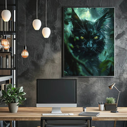 Enigmatic Forest Feline Art Print Poster Decor PosterGoat