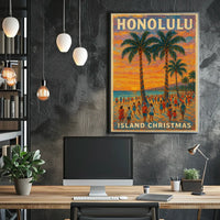 Honolulu Island Christmas Poster