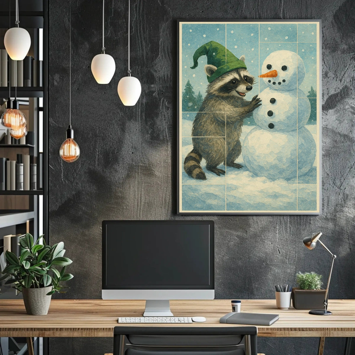 Winter Wonderland With Raccoon Poster