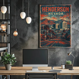 Henderson Cityscape Nostalgia Retro Travel Poster