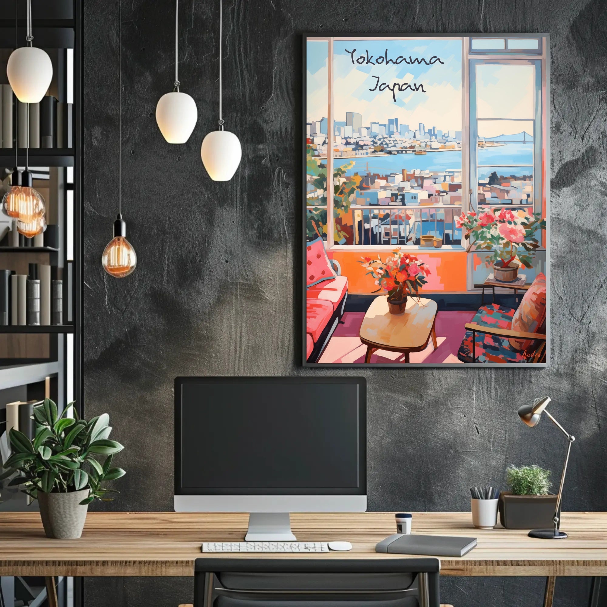 Scenic Yokohama Interior View Modern Urban Cityscape Poster
