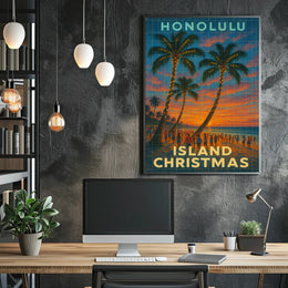 Honolulu Island Christmas Poster