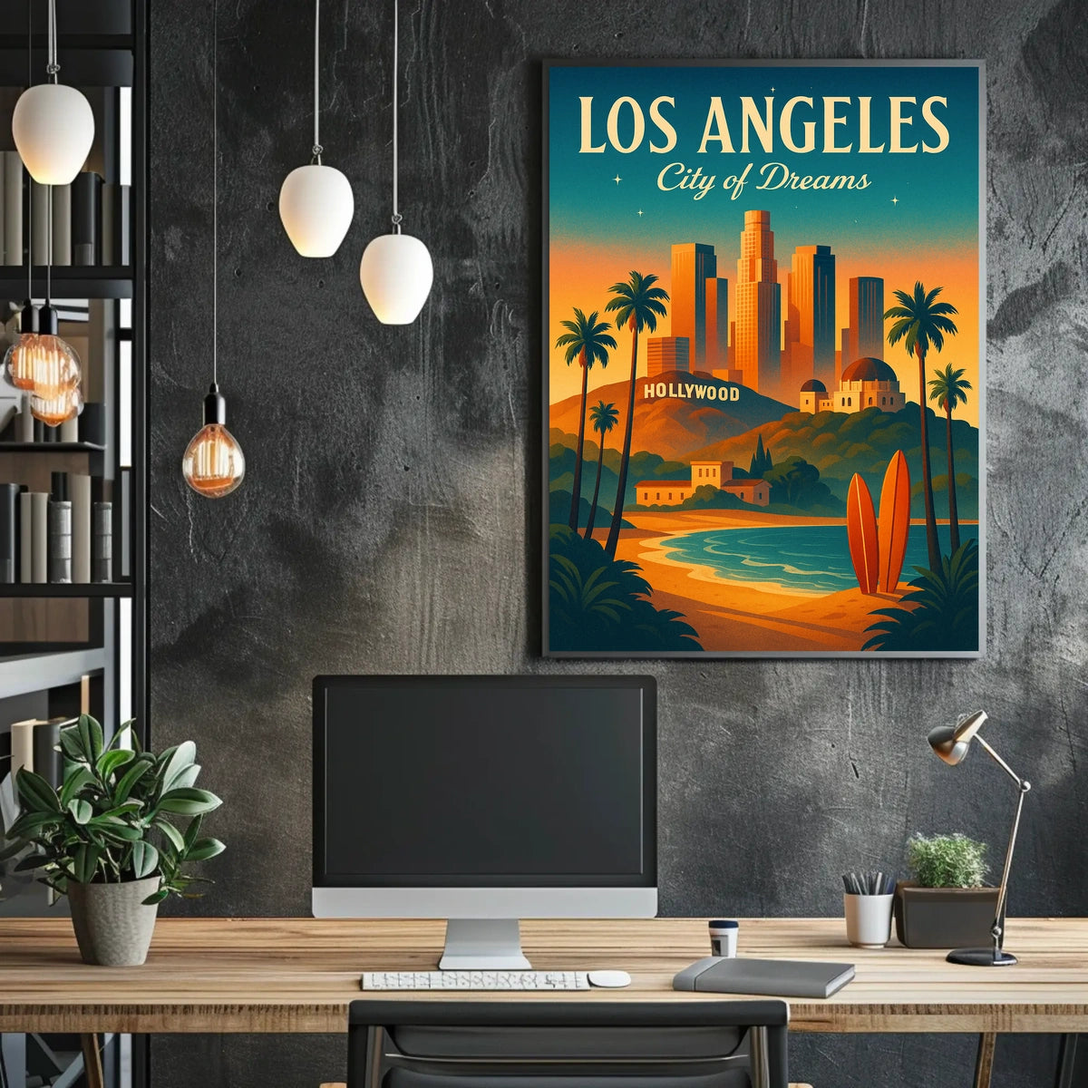 Los Angeles Dreamscape Vintage Travel Poster Art