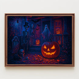 Haunted Halloween Night Gothic Digital Painting Dramatic Mood Wall Art Decor Lovers Poster