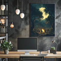 Mystical Night Ritual in the Forest Fantasy or Mythology Poster PosterGoat