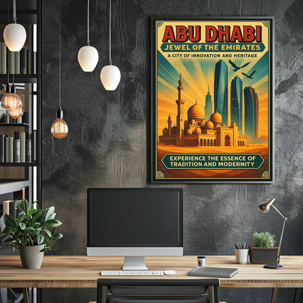 Abu Dhabi's Skyline Jewel of the Emirates Travel Poster