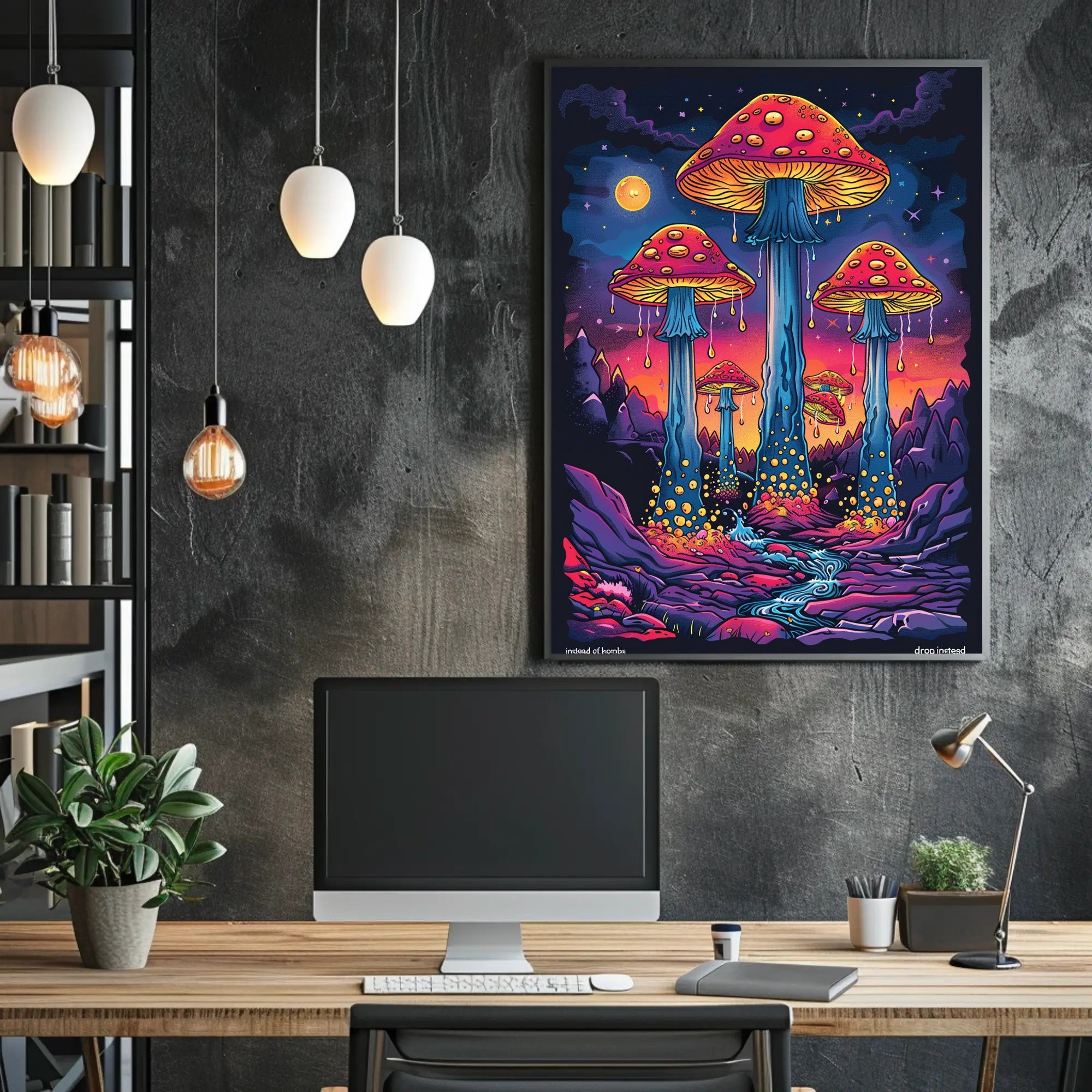 Enchanted Mushroom Landscape Art Print Poster for Home Decor and Nature Lovers PosterGoat