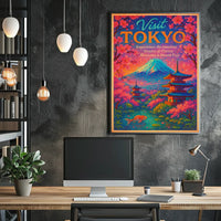 Visit Tokyo Cherry Blossoms Mount Fuji Poster