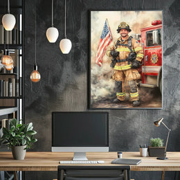 smiling firefighter Poster