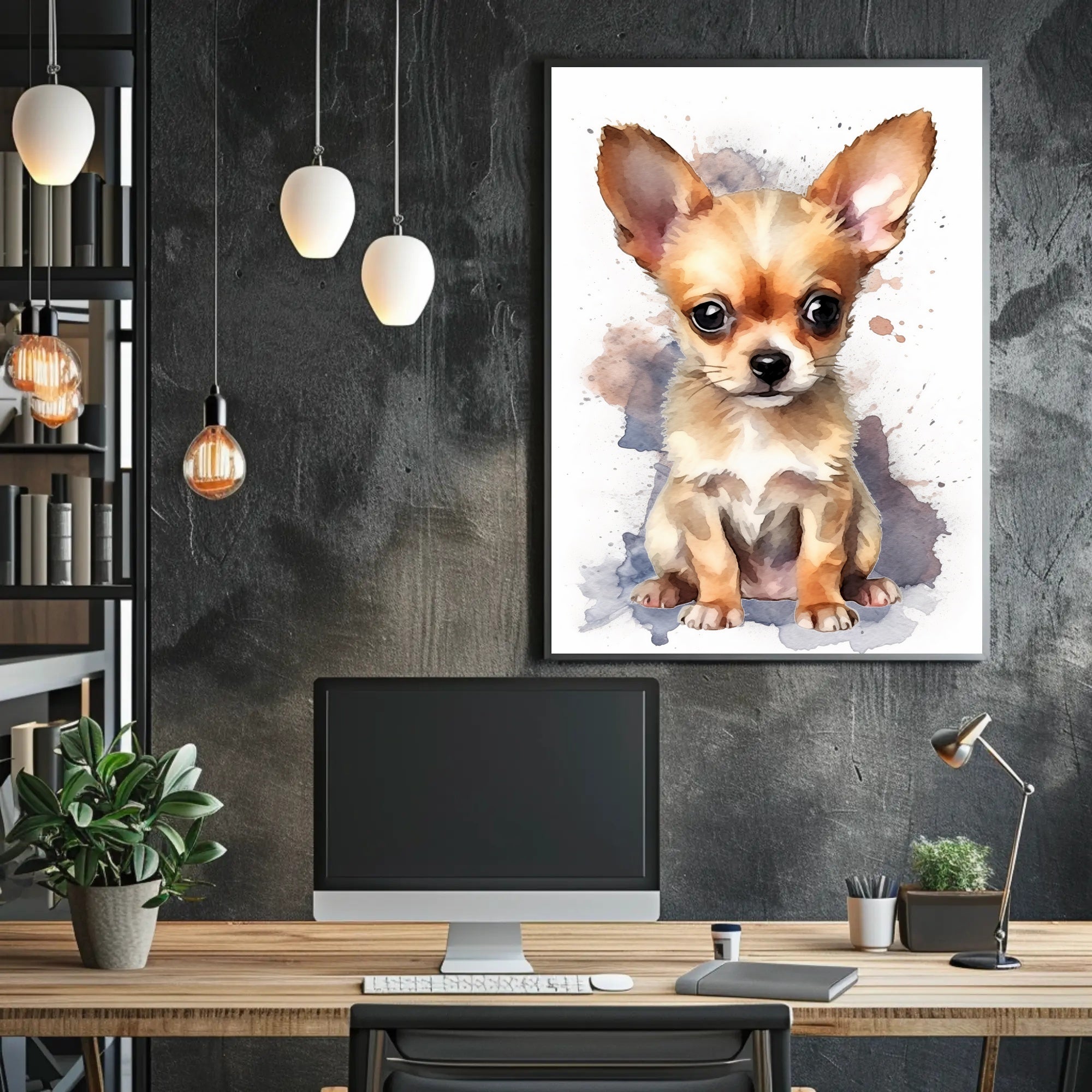 Chihuahua Watercolor Portrait Poster Art Print
