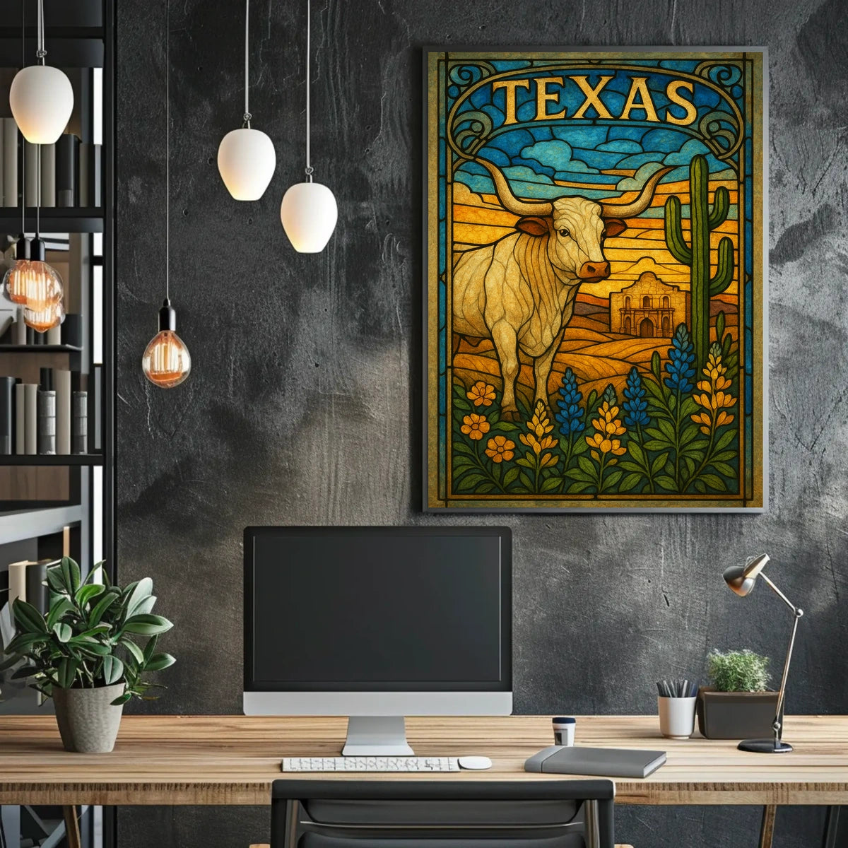 Texas Stained Glass Art Poster