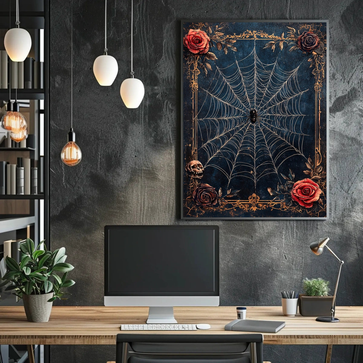 Intricate Spider Web Gothic Art Animal Poster