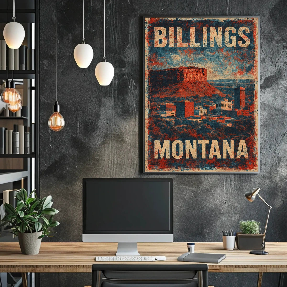 Billings Montana Cityscape Travel Photography Poster