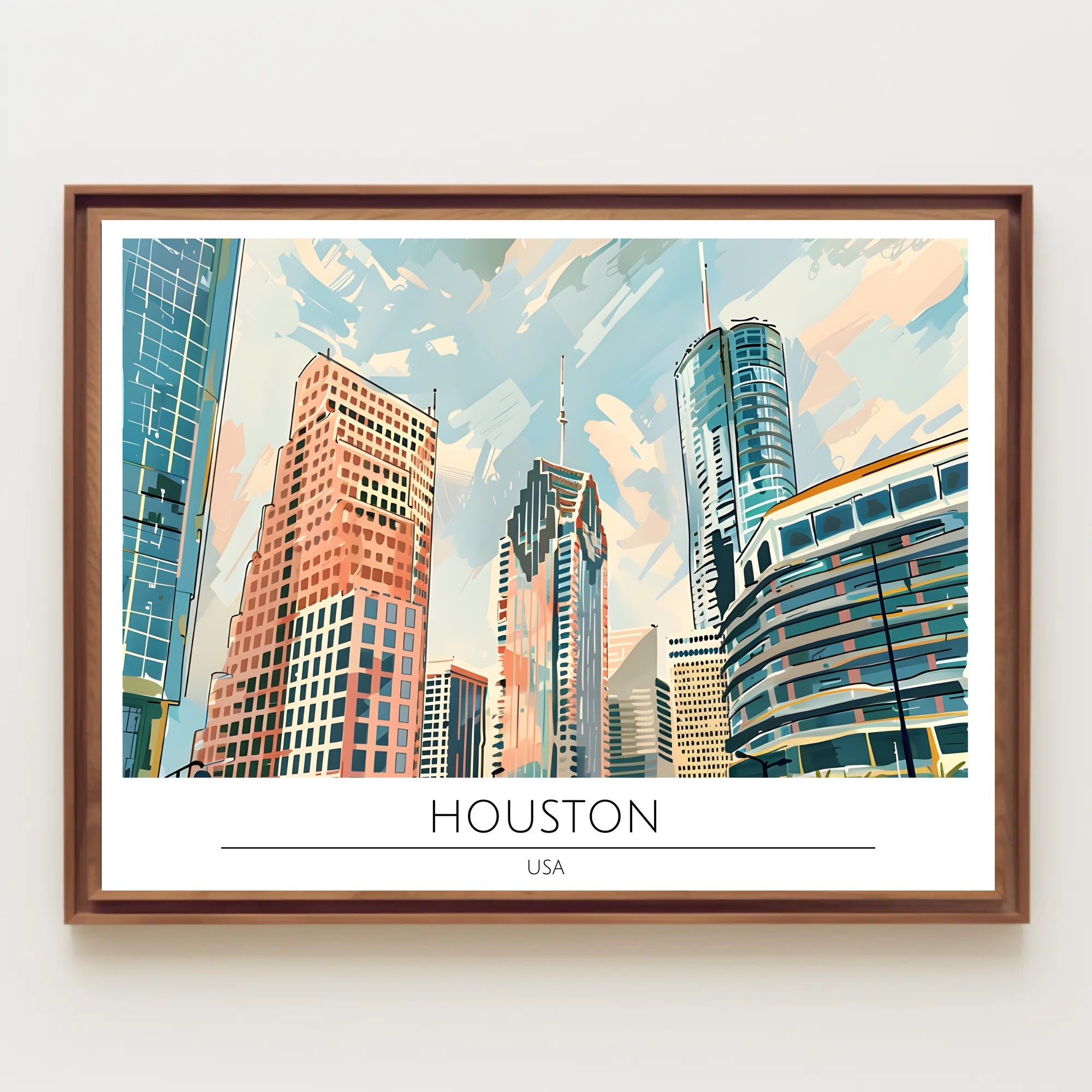 Houston Skyline Art Poster