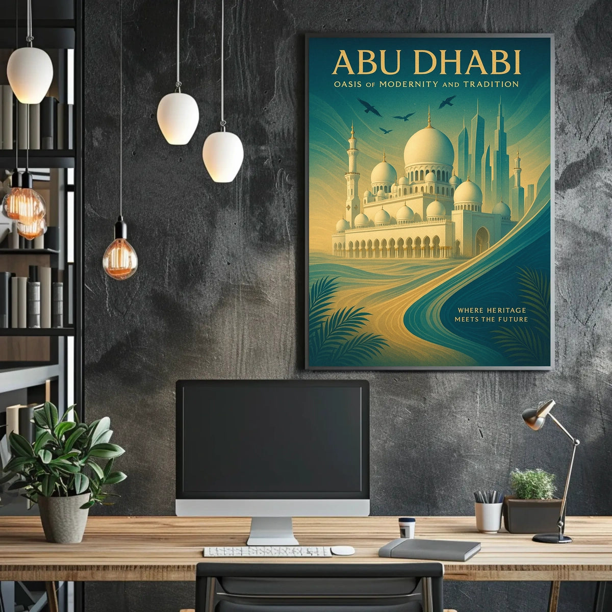 Abu Dhabi Harmony Tradition Meets Modernity Urban or Cityscape Poster