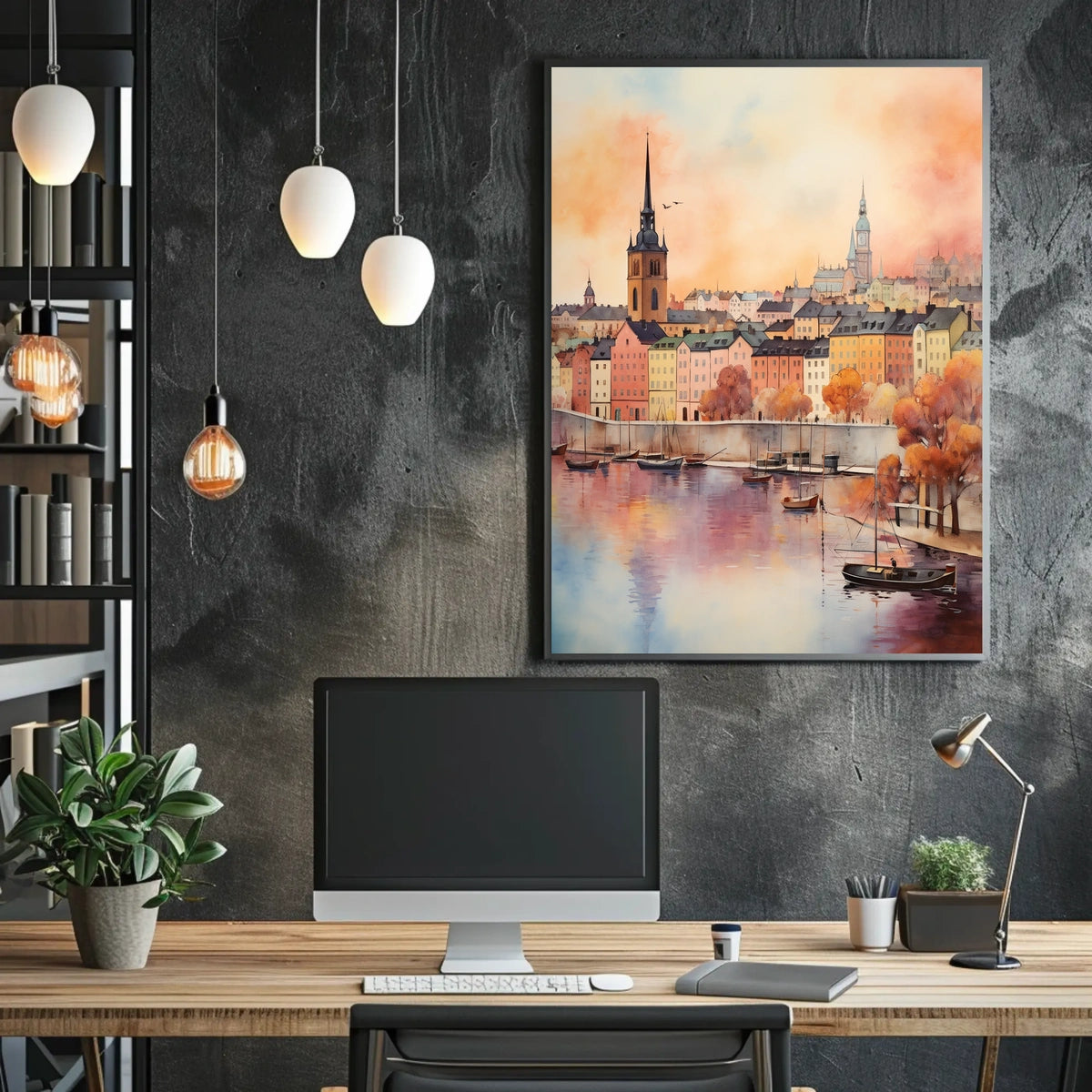 Charming European Townscape With Historical European Travel Poster