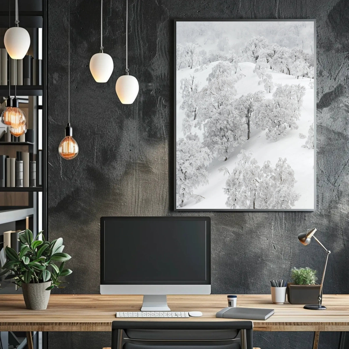 Serene Winter Wonderland Photorealistic National Park Poster