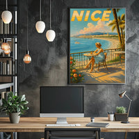 Vintage Nice France Coastal Travel Poster