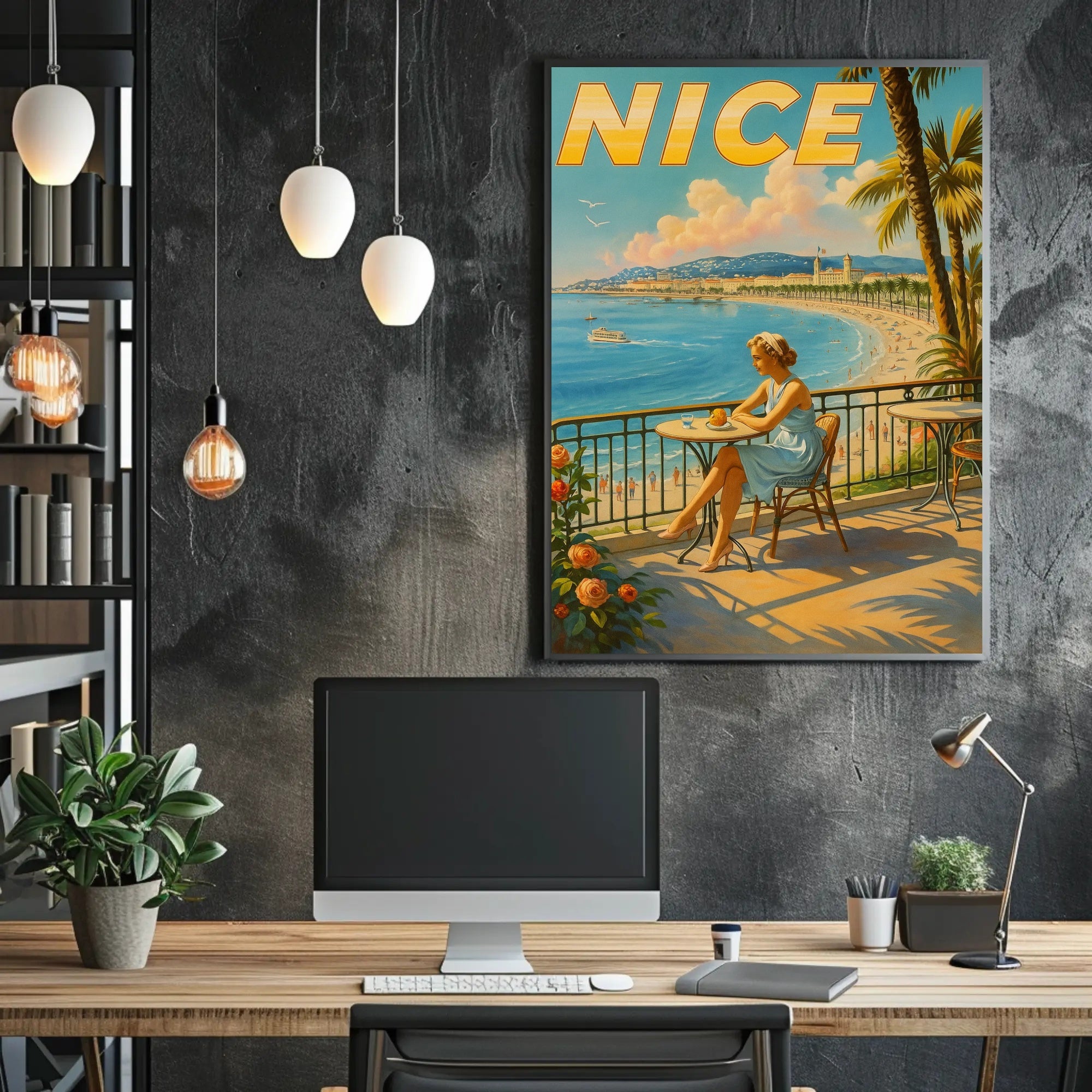 Vintage Nice France Coastal Travel Poster