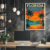 Florida Vintage Travel Poster Wall Art Print