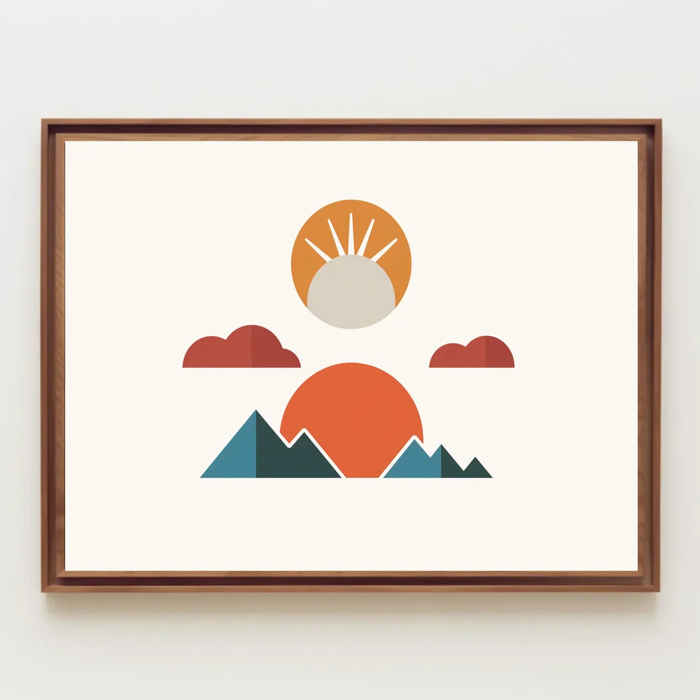 Geometric Landscape Art Poster: Modern Minimalist Design