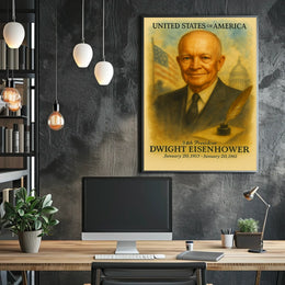 Dwight D. Eisenhower 34th President of the United States Vintage Watercolor Poster