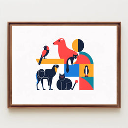 Stylized Geometric Animal Art Poster for Walls