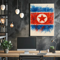 Abstract North Korean Flag Abstract Poster