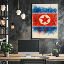 Abstract North Korean Flag Abstract Poster