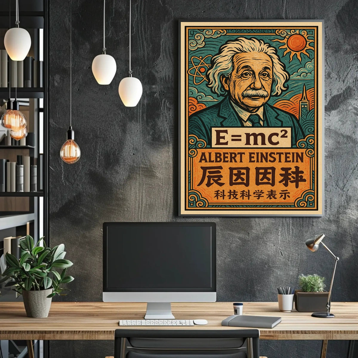 Albert Einstein Icon Science Minimalist Scenic Portrait Wall Art Home Decor Poster