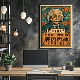 Albert Einstein Icon Science Minimalist Scenic Portrait Wall Art Home Decor Poster