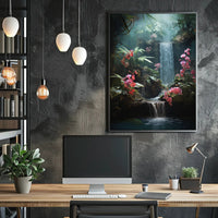 Tropical Waterfall Paradise: An Artistic Nature Poster