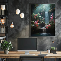 Tropical Waterfall Paradise: An Artistic Nature Poster