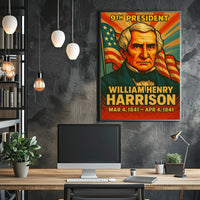 William Henry Harrison 9th President of the United States Colorful Comic Book Style Poster