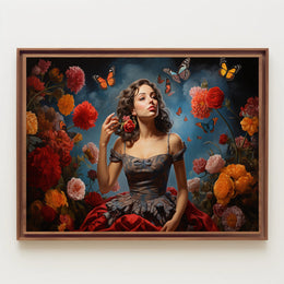 Romantic Vintage Scene with Butterflies Artistic Poster